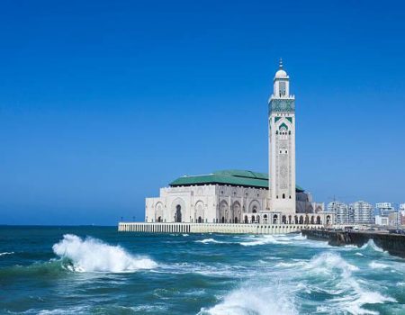 The Hassan II Mosque in Casablanca is the largest mosque in Morocco